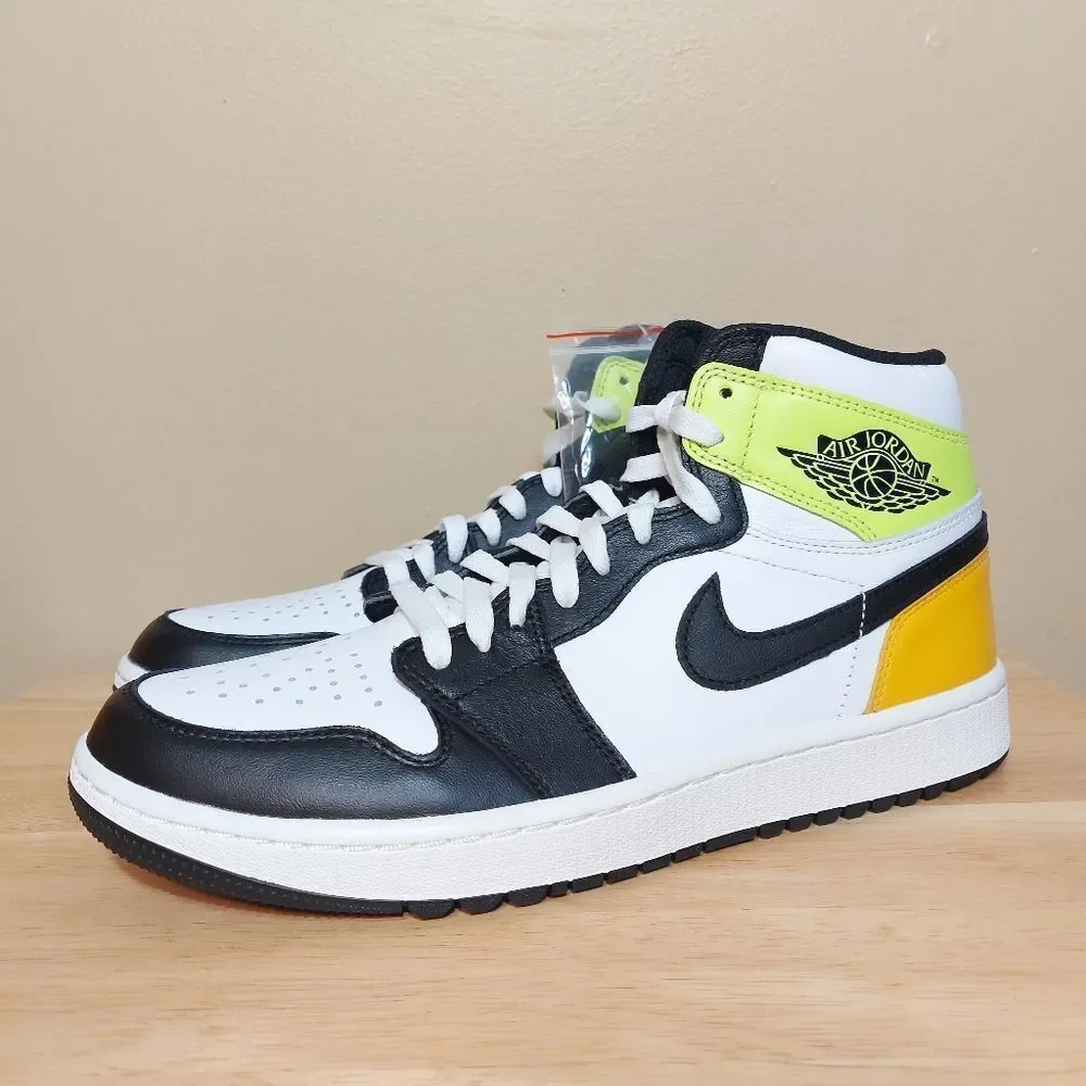Nike Air Jordan 1 High Golf Shoes DQ0660-105 White University Gold Men's Size 10